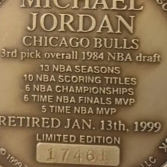 MICHAEL JORDAN SIGNATURE ENGRAVED BULLS MEMORABILIA RETIREMENT COIN&COA &POSTERS - Picture 10 of 17